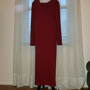 Fabulous red full length sweater dress!